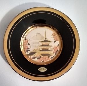 Chokin Trinket Plate Gilded with 24K Gold Silver